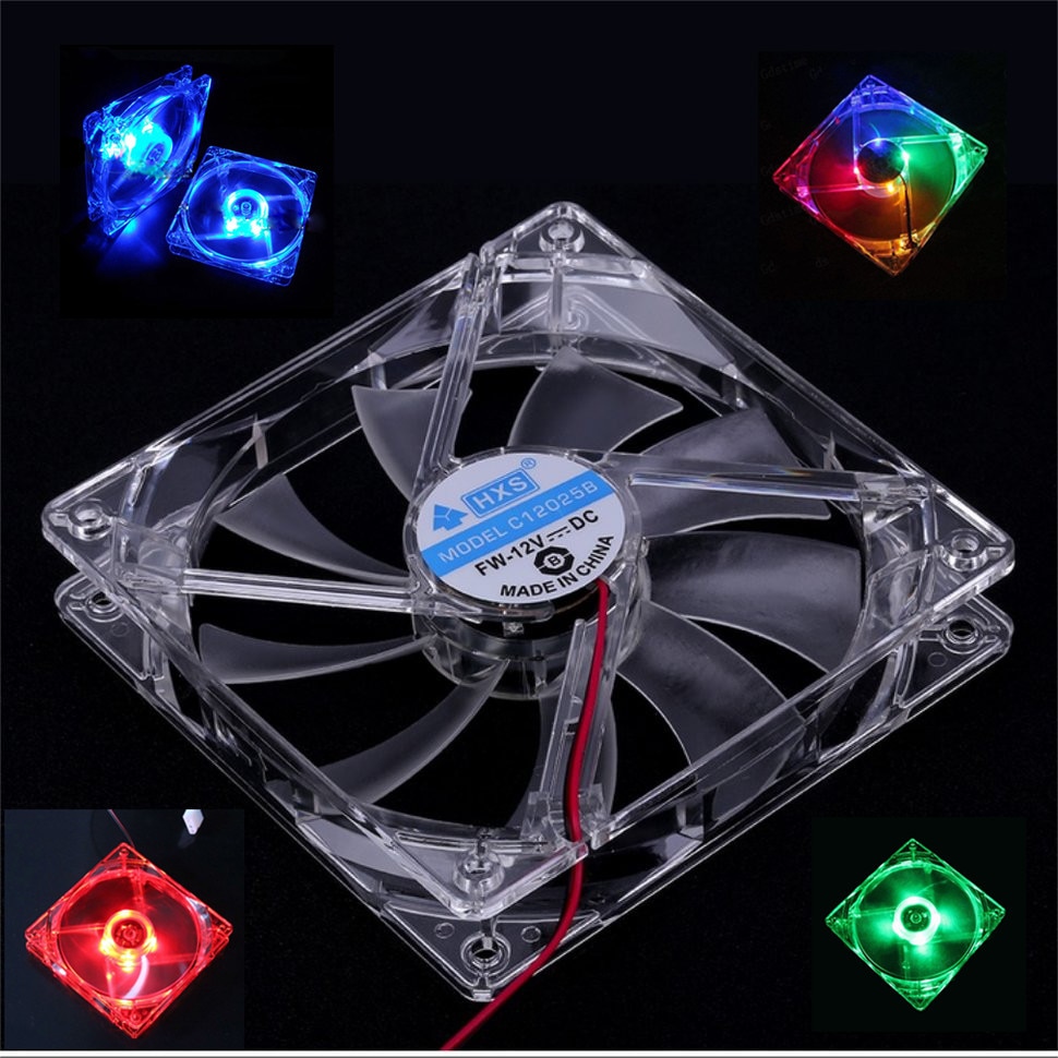 Cooling Fan PC Computer Fan Quad 4 LED Light 120mm PC Computer Case Cooling Fan Mod Quiet Molex Connector Easy Installed Fan 12V