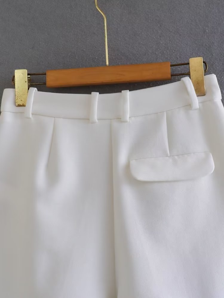 Willshela dames witte geplooide shorts met ritssluiting aan de voorkant, vintage hoge taille, chique damesshorts