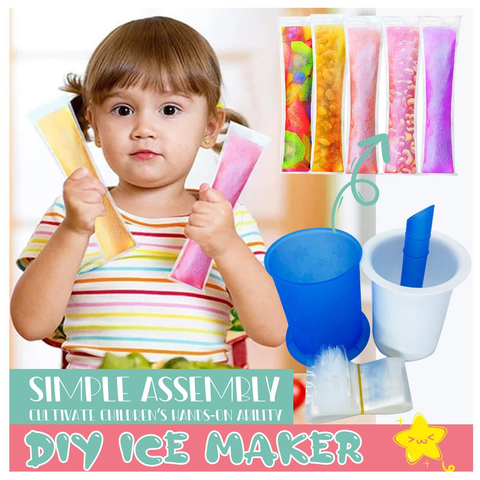 Diy Ice Maker Met 20 Pack Wegwerp Ice Popsicle Mold Tassen Heladera Para Hacer Helados Moule Glace