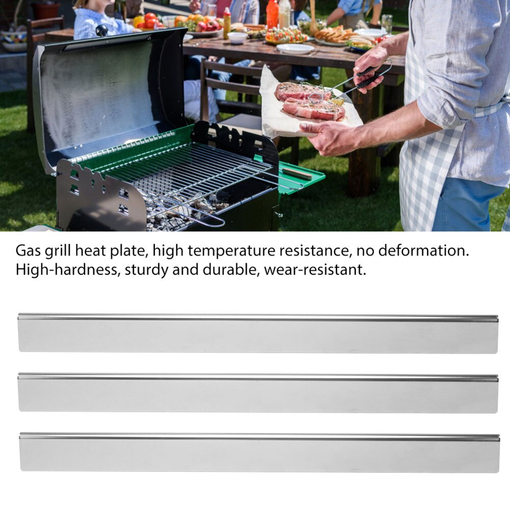 3Pcs Stainless Steel Gas Grill Heat Plate BBQ Heat Tents Fit for Weber/Spirit Series
