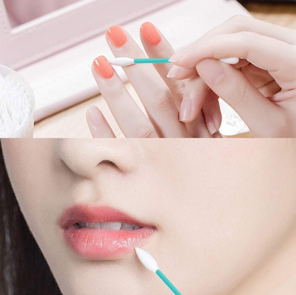 Cotonete de algodão reusável cotonetes de silicone cosméticos cotonetes varas de reciclagem de duas cabeças para limpeza de maquiagem 2 pçs/caixa