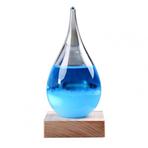 Transparante Druppel Storm Glas Met Houten Bas Home Barometer Fles Decor Desktop Weer Voorspeller Home Decor: Blauw