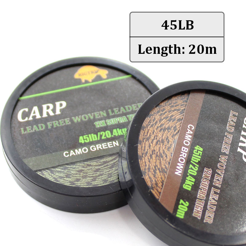 20m carpa linha de pesca sem chumbo linha líder carpa equipamentos de cabelo 12 strand trança linha para carpa grossa acessórios pesca fim equipamento