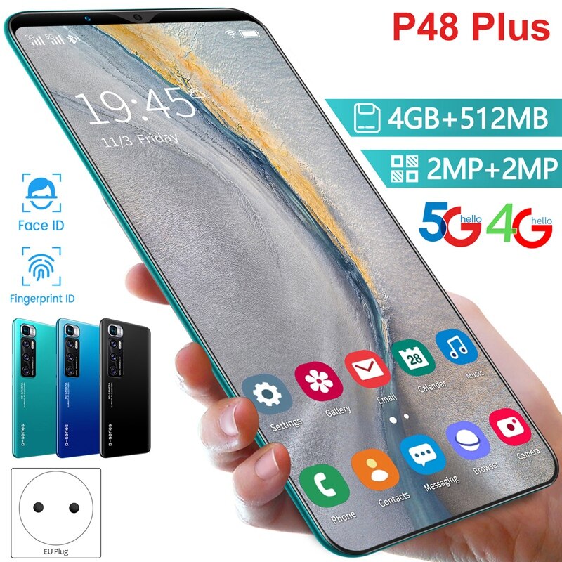 Teléfono Inteligente P48 Plus, 5,72 pulgadas, MTK6572, Dual Core, 512MB + 4GB de memoria, tarjeta Dual, modo de espera Dual, Android 4.4.2, enchufe europeo