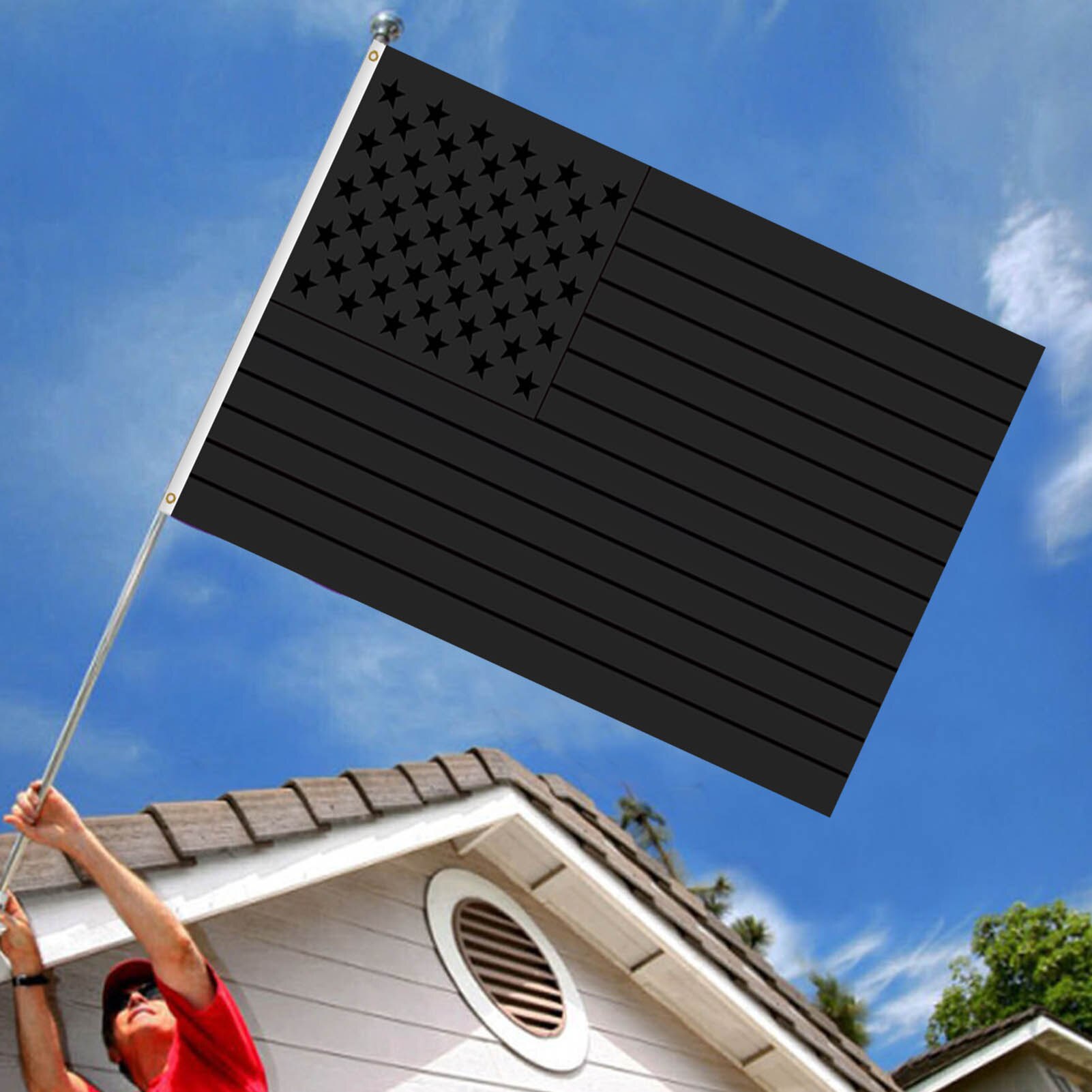 Banderas negras de los Estados Unidos con ojales de latón, resistentes y duraderas, excelente artesanía, Color rápido