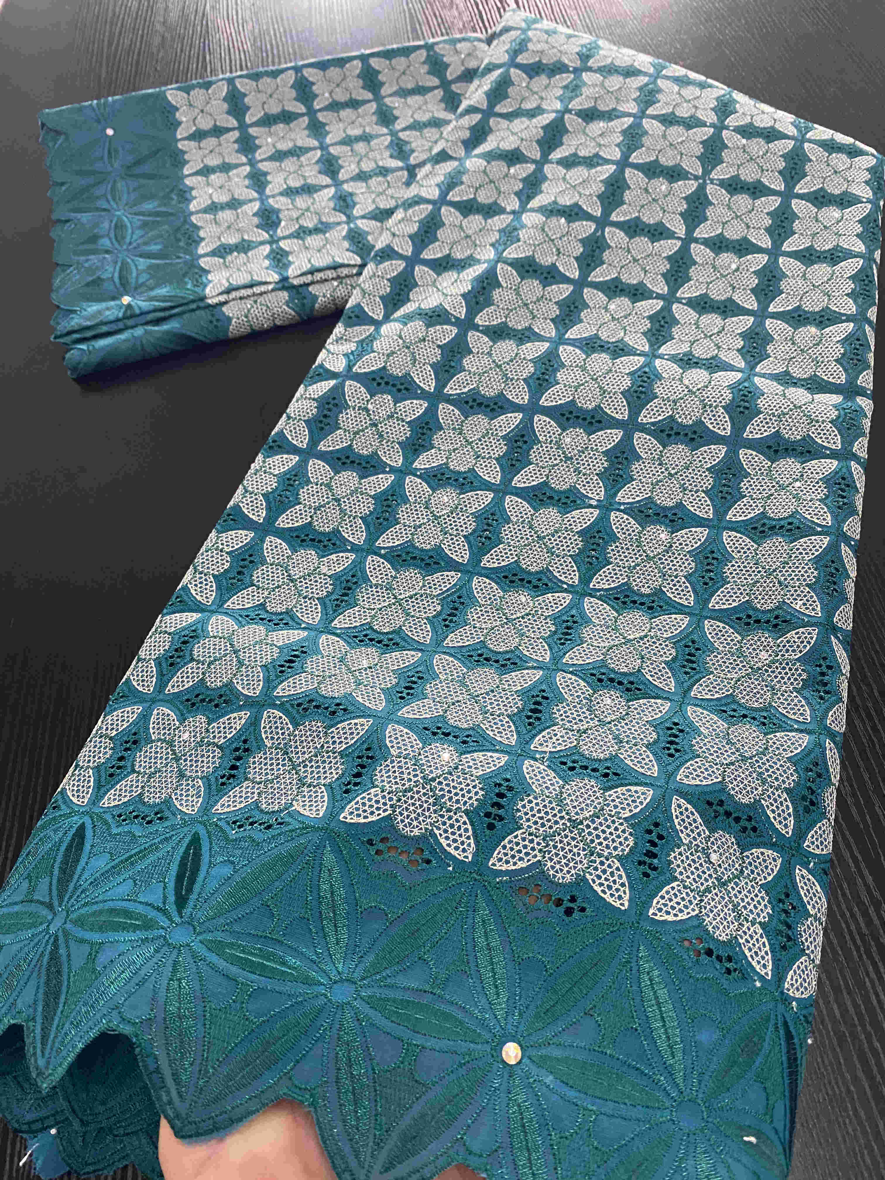 Nigerian African Dry Cotton Lace Fabrics Lace Swiss Voile Lace Punch Cotton For Wedding Dress Sewing YA3425B-3: Picture 4