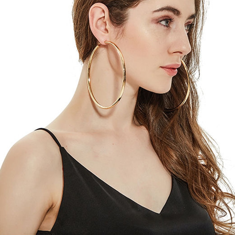 Blijery overdrevet 12cm super store hoop øreringe til kvinder basketball brincos stort rør runde cirkel loop øreringe punk smykker