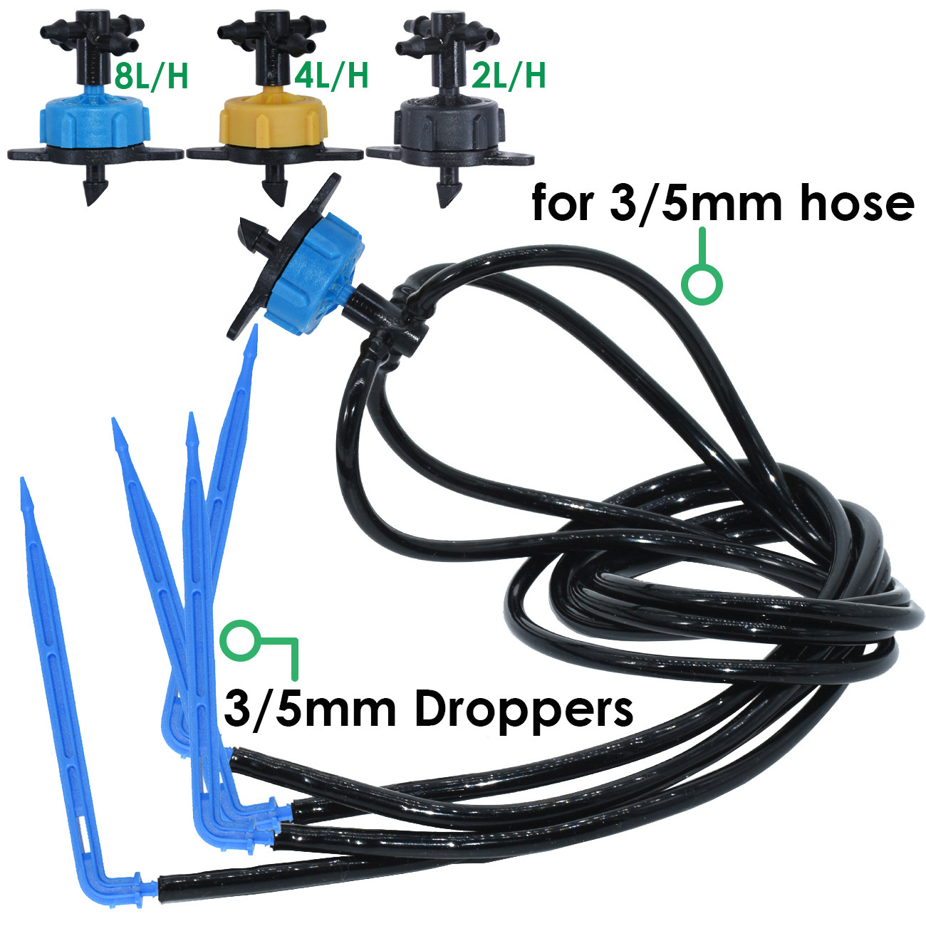 KESLA 10-100M Irrigation Watering System Kit 4-Way 2-Way 8L Drip Arrow Transmitter Dripper Sprinkler Potted Planting Greenhouse
