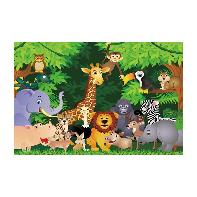 150x100cm Jungle Safari Animal Happy Birthday Backdrop Birthday Party Photo Background Wall Poster Party Backdrops for 1-9 Year: 9(120cmx80cm)