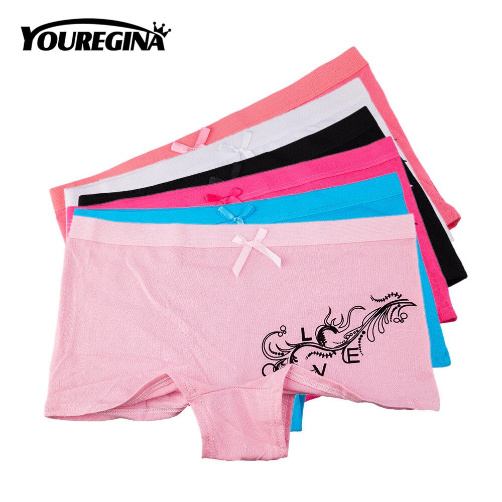 Youregina kvinner sexy boksere kvinne undertøy bomull bokstavtrykk truse dame truser undertøy boyshorts truse 6 stk/lot ml xl