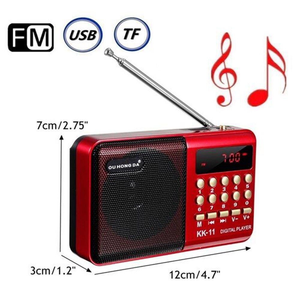 Fm-radio-lautsprecher, tragbarer digitaler fm-usb-tf-lautsprecher für  mp3 wiedergabegeräte, wiederaufladbarer akku, mini-tragbares radio