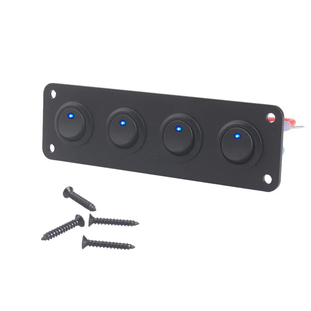 Panel de interruptor de palanca Universal de 12V, 1-5 entradas, USB, para coche, barco, camión, RV marino, accesorios de estilo LED azul, interruptor basculante marino: green