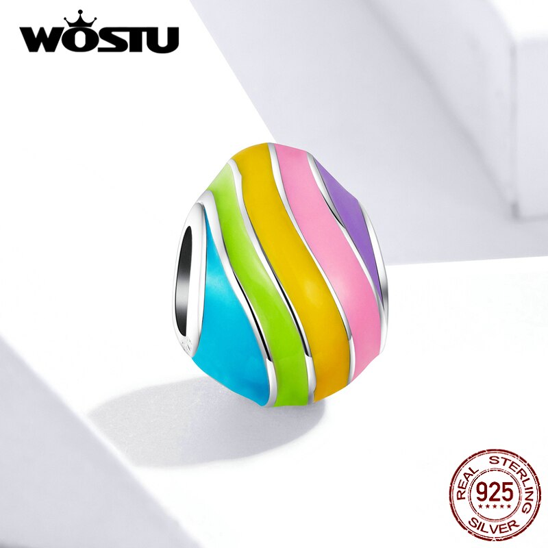 Wostu wielkanoc jajko królik prawdziwe 925 srebro wisiorki z koralikami 925 oryginalny dla bransoletka srebro 925 oryginalny tworzenia biżuterii: BNC223