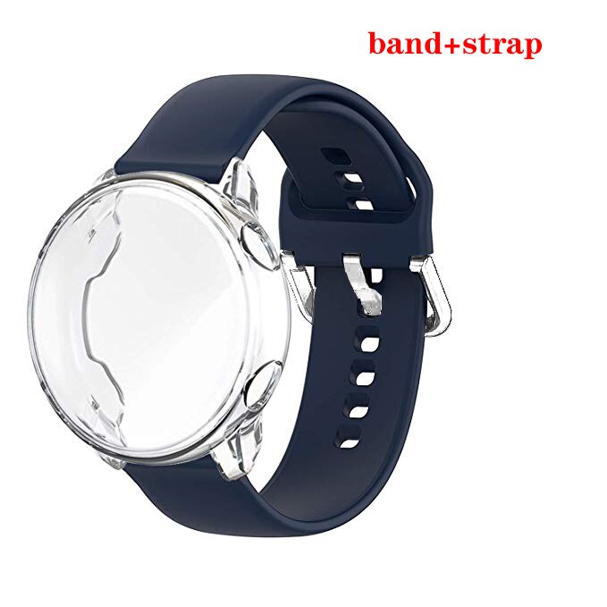 Case+strap for Samsung Galaxy Watch Active 2 44mm 40mm Smart Watch Silicone band +Case cover Galaxy Watch Active2 Full coverage: midblue transparent / For Active2 40mm