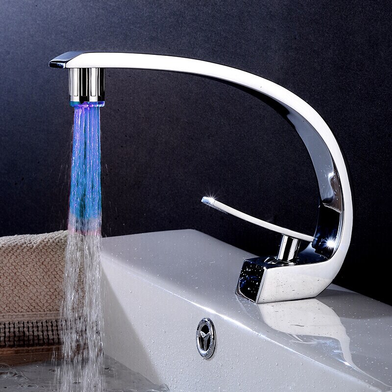 Accesorios de baño para cocina, grifo de ducha con brillo RGB de 3 colores, luz LED controlada por temperatura, cabezal de ducha de agua: Single Color Blue