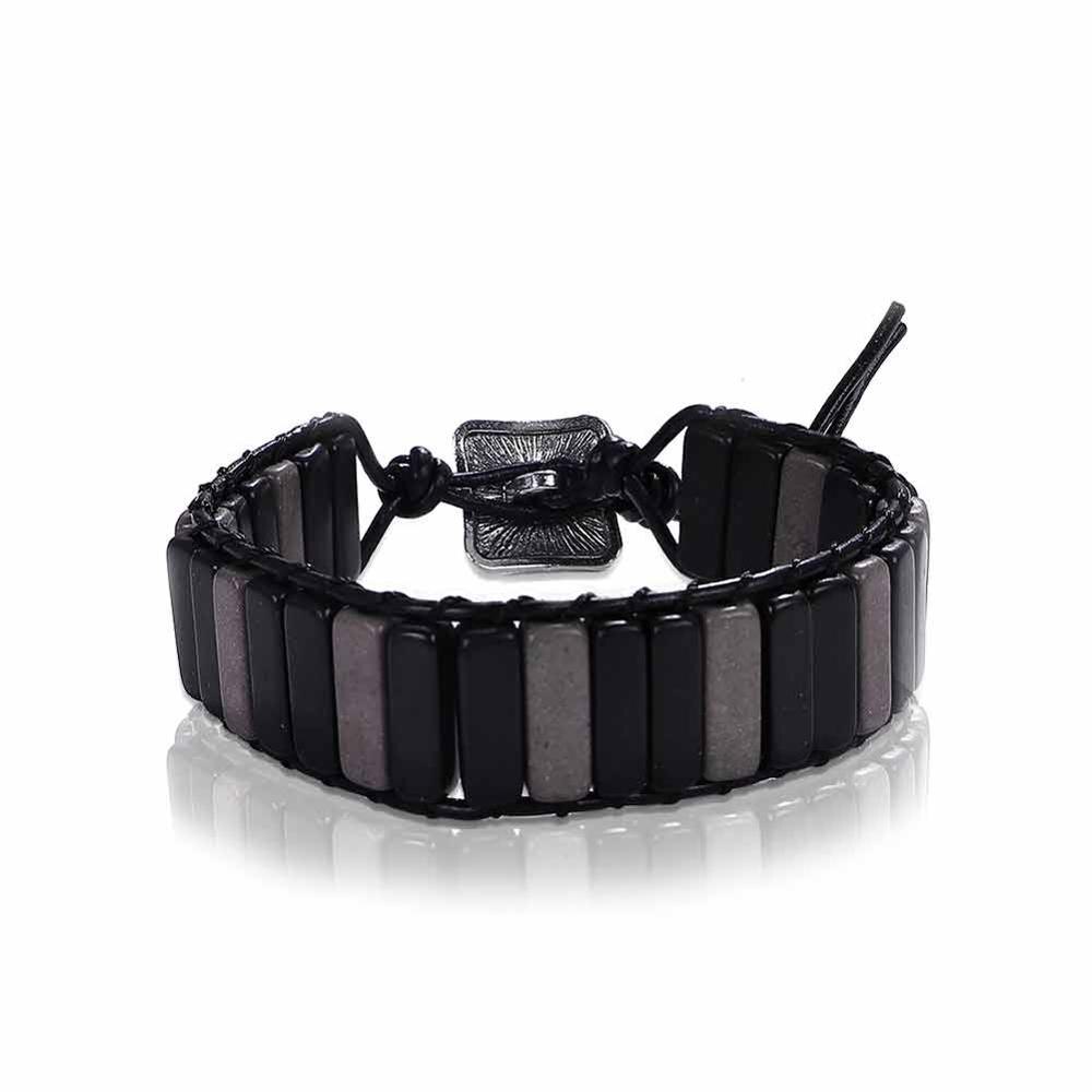 Dvacaman Chakra Armband Schmuck Handgemachte Multi Farbe Natürliche Stein Rohr Perlen Leder Wrap Armband Paar Armbänder: 14