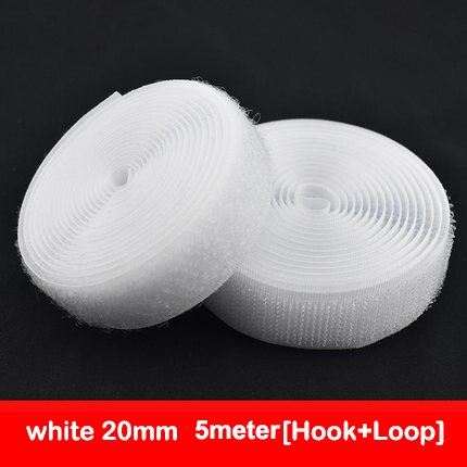 5 Meters/pair Nylon Klittenbandsluiting Tape Geen Lijm Haak Lus Lijm Naaien-Op Magic Tape Diy Kleding accessoires: 20MM  White