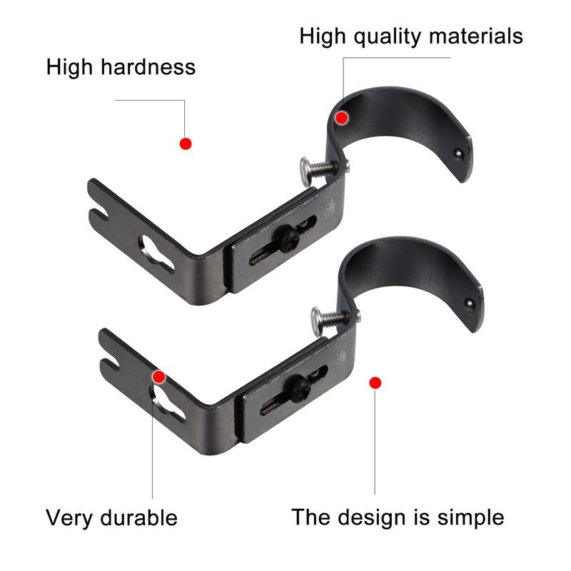 2pcs Durable Convenient Useful Curtain Rod Brackets Curtain Rod Holders Drapery Rod Bracket for Inside Indoor Home