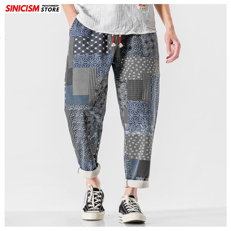 Sinicism butik mænd streetwear hip hop print afslappet joggers tøj mænd løse haremsbukser herre tie dye vintage bukser