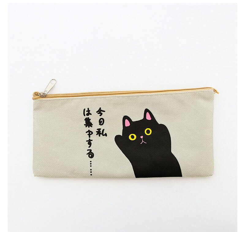 Schattige katten etui kawaii canvas etui met rits etui etui trousse scolaire pennenbakje voor school koreaanse schrijfwaren: 4
