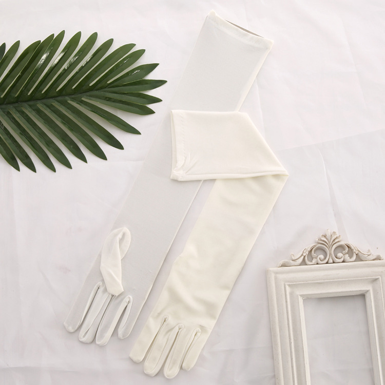 Guantes De boda largos para mujer, manoplas De satén para baile, color rojo, negro, blanco, marfil y rosa, 45CM De longitud