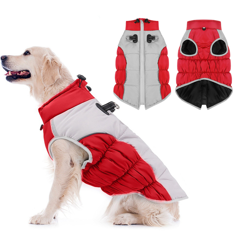 XL-6XL Rits Hond Winter Warm Hondenjas Reflecterend Fleece Hond Koud weervest met riem D-ringen voor middelgrote en grote honden