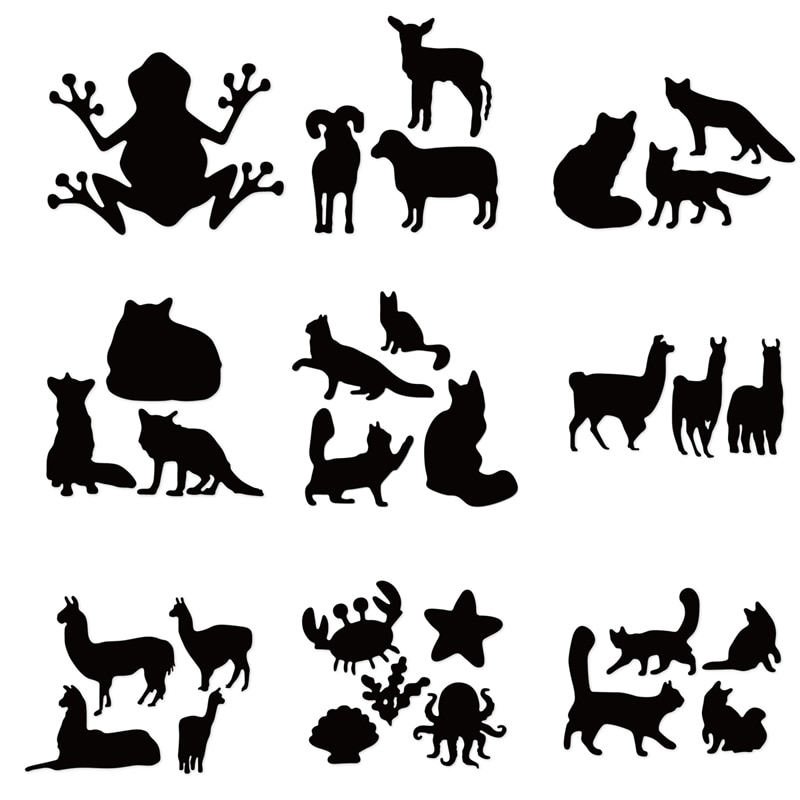 Renard, chat, grenouille, loup élément Animal métal coupe Dies Scrapbooking pour la fabrication de cartes bricolage gaufrage pochoir coupes artisanat Die