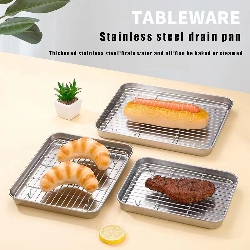 Rostfritt stål bakplåt med galler hembakning kaka grillplåt tallrik ugn brownie rack matlagning stekning grillverktyg