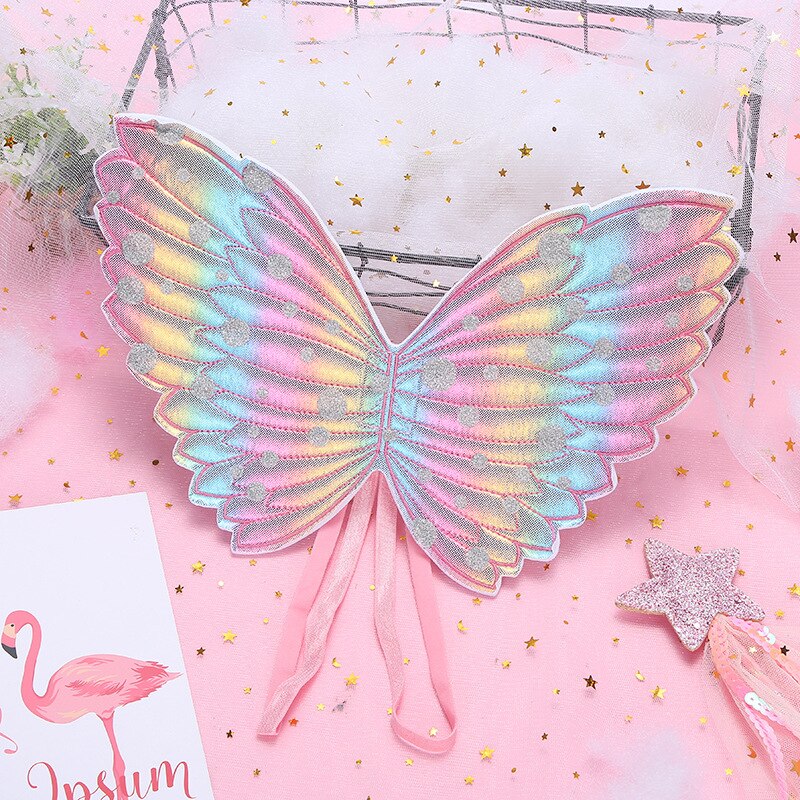 Girl Rianbow Butterfly Wings Kids Unicorn Costume Accessories Children Baby Halloween Party Angel Flying Wing: wing a