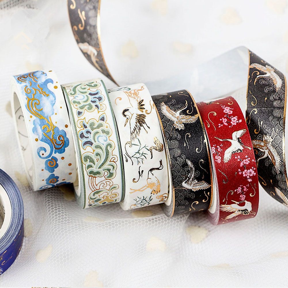 1Stck Gold Folie DIY Handwerk funkeln Papier Klebstoff Aufkleber Chinesische aufbringen Washi Band Jahrgang Klebstoff Washi Band Stationäbetreffend
