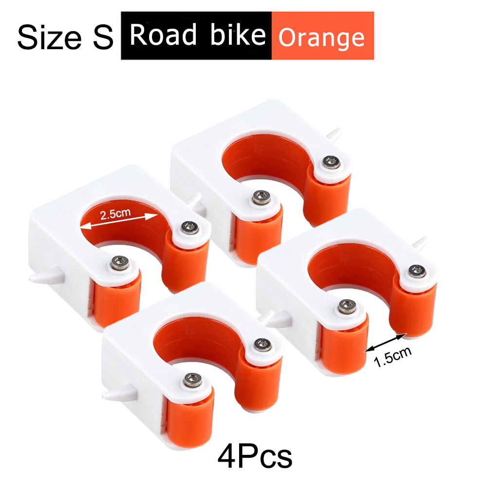 Bicycle Parking Rack Buckle Indoor Vertical Bike Storage Portable Wall Mount Hook Mountain Road Bike Cycling Display Stand: 4 Pcs Orange Size S
