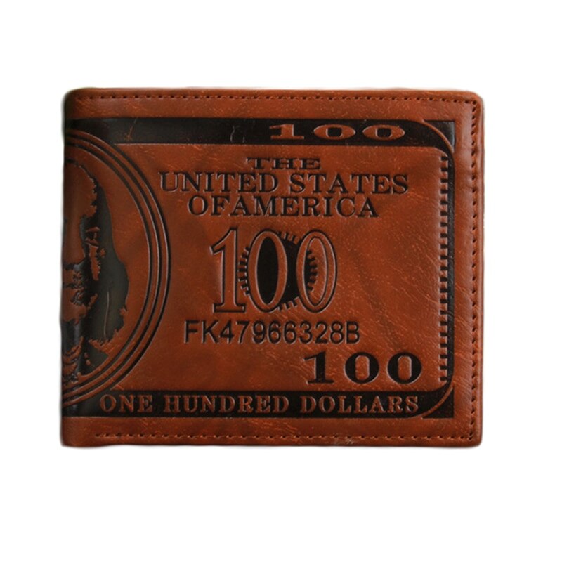 Portefeuilles pour hommes avec 100 US Dollar motif portefeuille homme cuir portefeuille Photo porte-carte grande capacité portefeuille: Dark brown