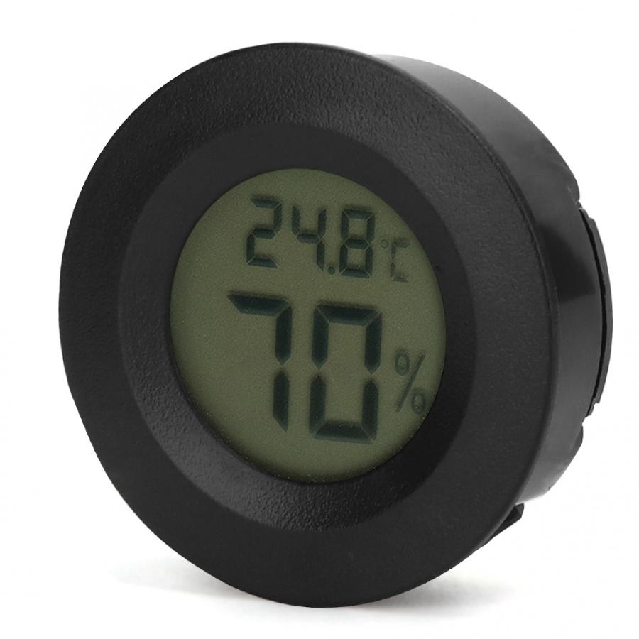 Kæledyrstermometer indlejret rundformet digital krybdyrtermometer hygrometer luftfugtighed temperaturmåler høj præcis: Default Title