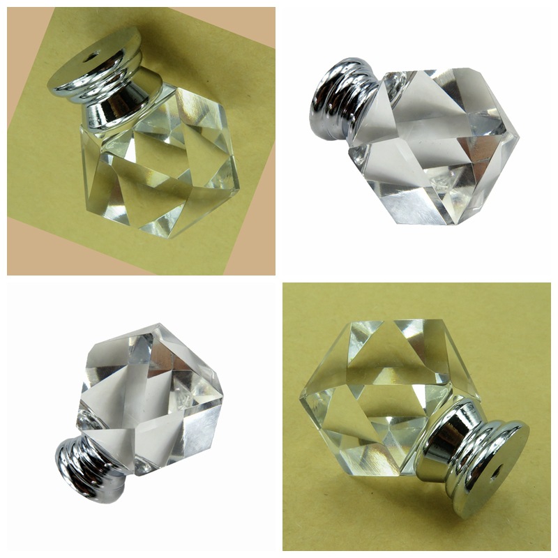 10Pcs 27Mm Transparante Diamant Deurknoppen Kristalglas Kast Lade Pull Keukenkast Deur Kledingkast Handles Hardware