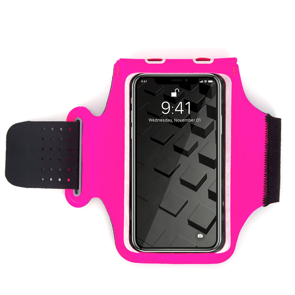 Funda de teléfono deportiva para correr en la mano soporte de móvil Brassard muñequera para iPhone 11 Pro XS XR 8 7 Plus funda de teléfono para correr: Pink