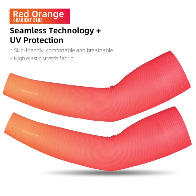 ROCKBROS protezione solare maniche da braccio da ciclismo compressione seta di ghiaccio maniche senza cuciture Anti-UV esecuzione di manicotti da basket scaldamuscoli: XT045OR / L
