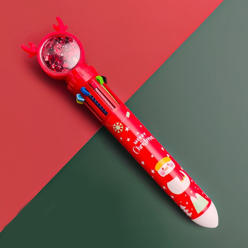2022 Multicolor Ballpoint Pen Xmas Theme Printed 10 Colors Cute Cartoon Retractable Ballpoint Pens School Office Supply Paint
