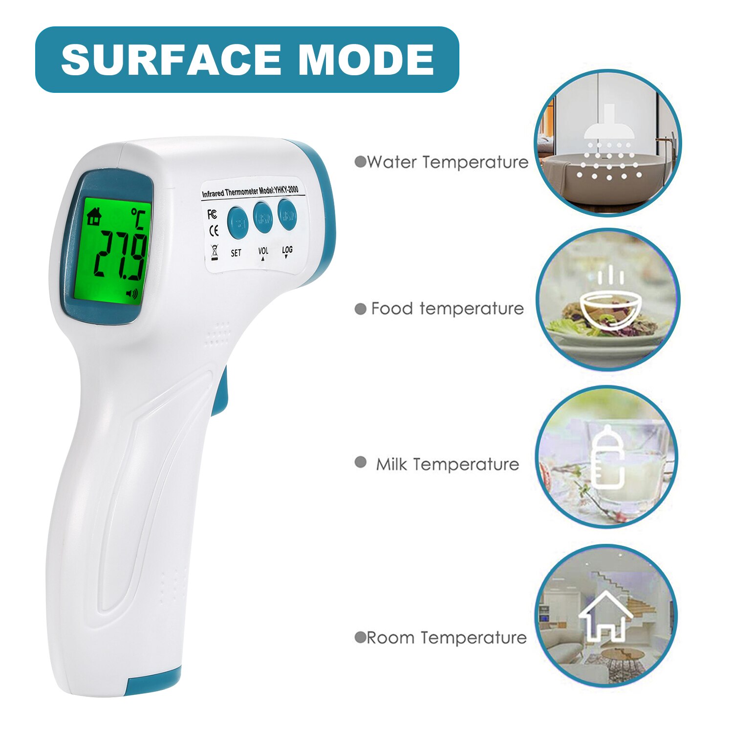 Digitale Infrarood Voorhoofd Thermometer Lcd Ir Thermometer Non-contact Ir Infrarood Thermometer Temperatuur Meter Met Koorts Alarm