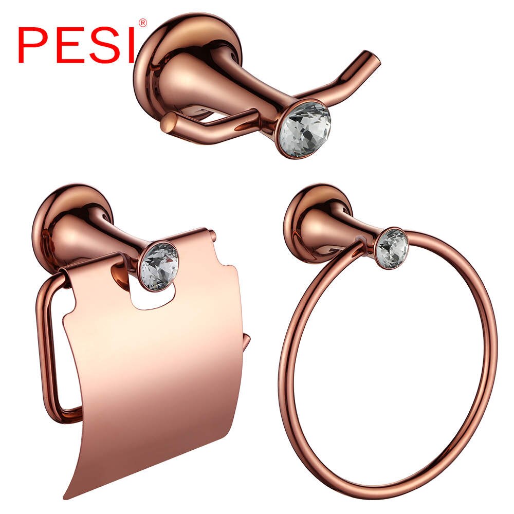 Conjuntos de accesorios de baño de latón macizo Conjunto de accesorios de baño de lujo europeo Productos de baño retro Oro rosa.: Borgoña