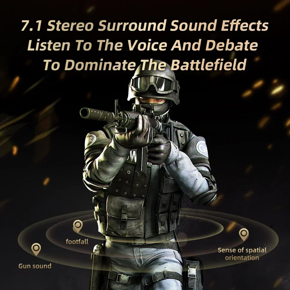 HiFi 7.1 Stereo Sound in-Ear Game Wired Earphones Desktop Gaming Headset Music Earbuds Suitable for Karaoke/live/recording