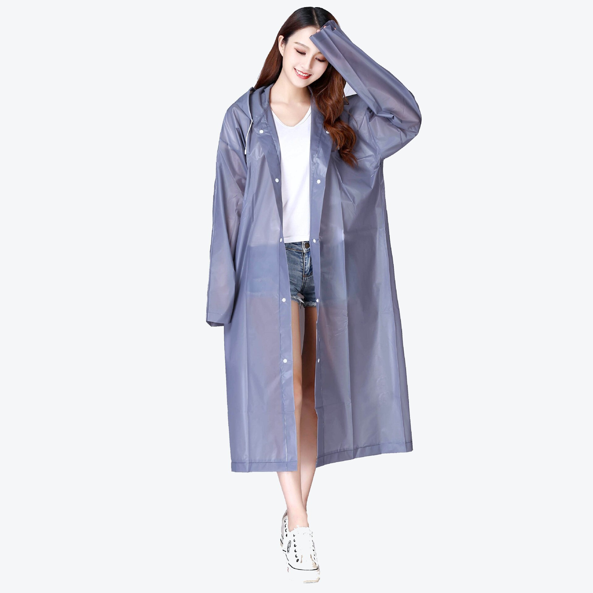 Manteau de pluie Transparent pour femme, imperméable, épais, Transparent, à la , pour le Camping