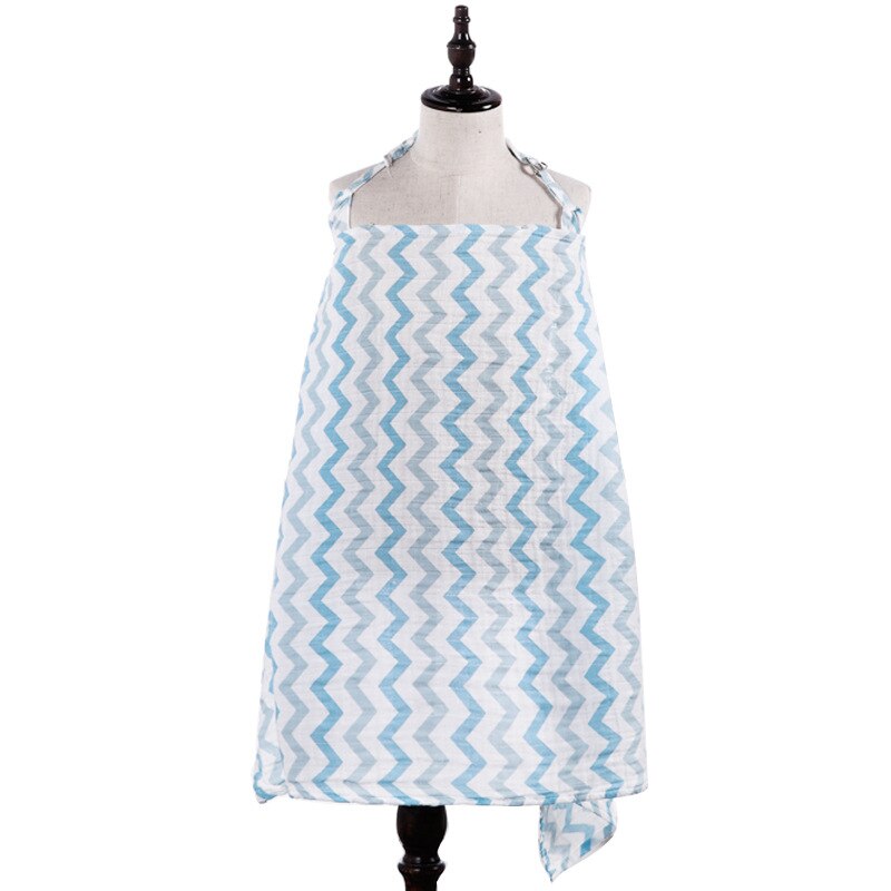 Udder Covers Breast Feeding Nursing Cover Privacy Baby Feeding Apron Muslin Infant Breathable Cloth Baby Monitor Neckline Cover: Blue