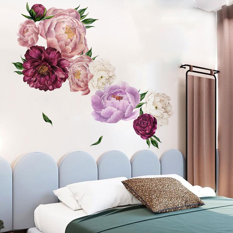 Pæon vægklistermærker til stue soveværelse tv sofa baggrundsvæg miljøvenlige blomster vægklistermærker vinyl vægmalerier plakat