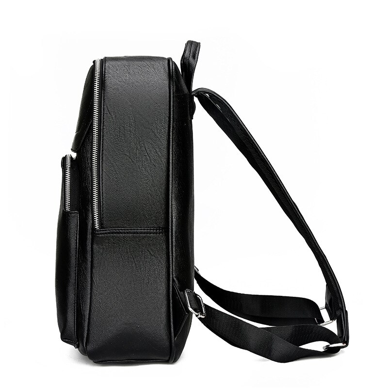 2Solid Colors Male PU Leather Laptop Bag 3 Layed Solid Large Capacity Handlebag Embossing City Jogging Leisure Backpack