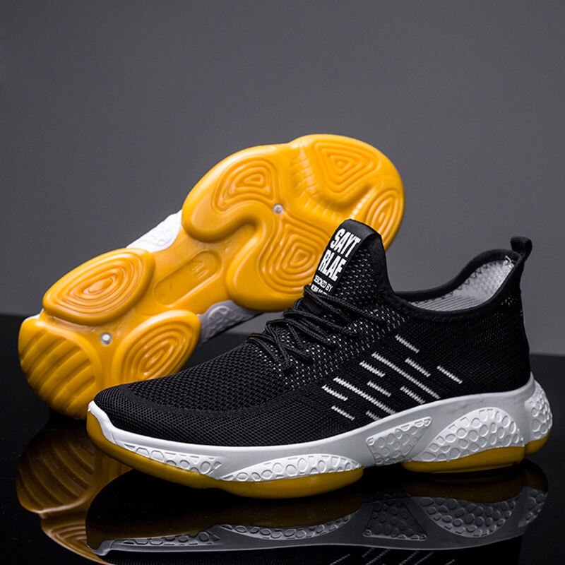 Breathable Men Sneakers Male Shoes Adult Red Black Gray Comfortable Non-slip Soft Mesh Men Shoes Summer: yellow / EU41(US 8)