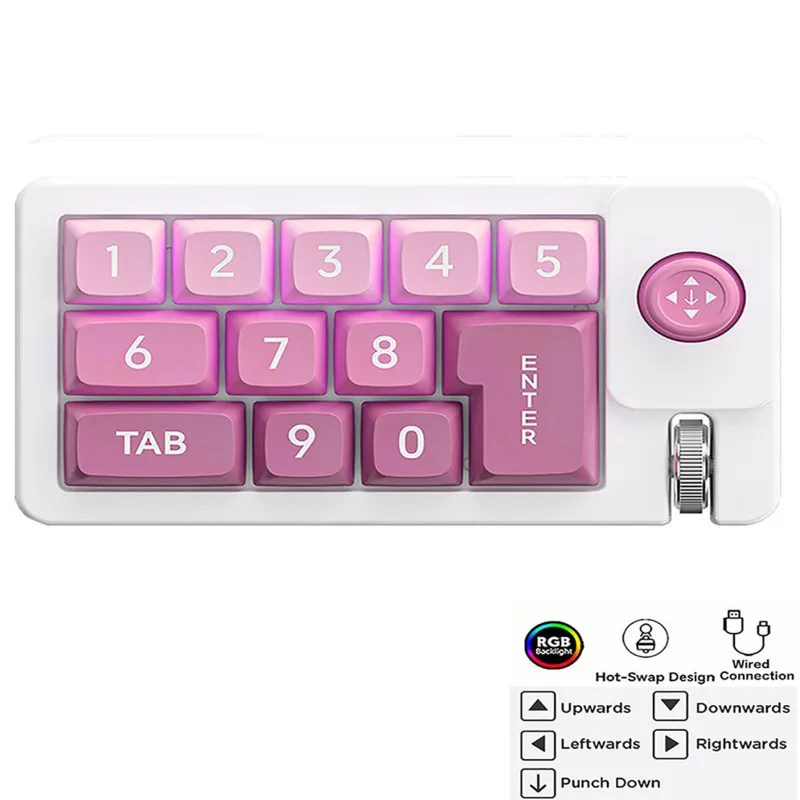 Bekabelde draagbare joystick Mechanisch numeriek toetsenbord Volledig -swappable toetsen Scrollwiel Macro-gedefinieerd programmeerbaar gametoetsenbord