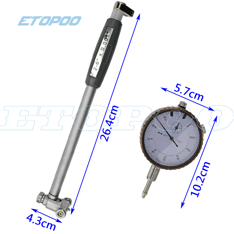 Dial Indicator Bore Gage 0.001" Gauge (2"-6" range) Deep Engine Hole Cylinder Measurement Gage Cylinder 50-160mm 0.01mm gauge