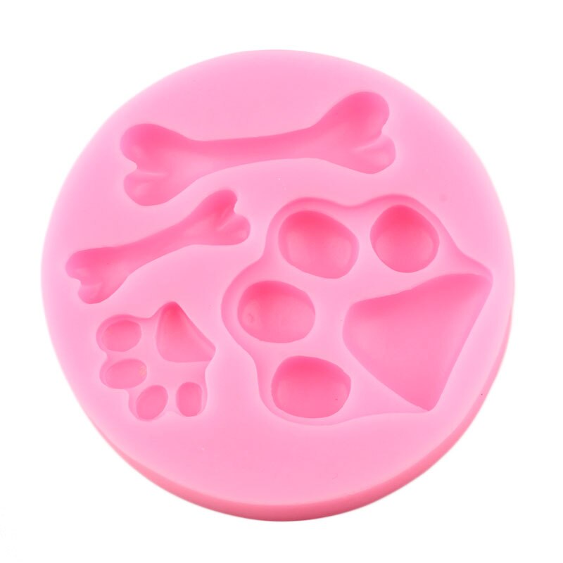 Dog Paw Bone Shape Soap Silicone Molds Cupcake Topper Fondant Molds Candy Clay Mould Cake Decorating Tools DIY Chocolate Moulds