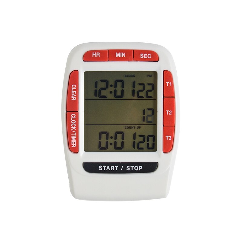 Digital LCD Multi-Channel Count Down Up Timers Laboratory 3 Channel CountDown&Up Cooking Kitchen Sports Alarm Clock Timers: Red
