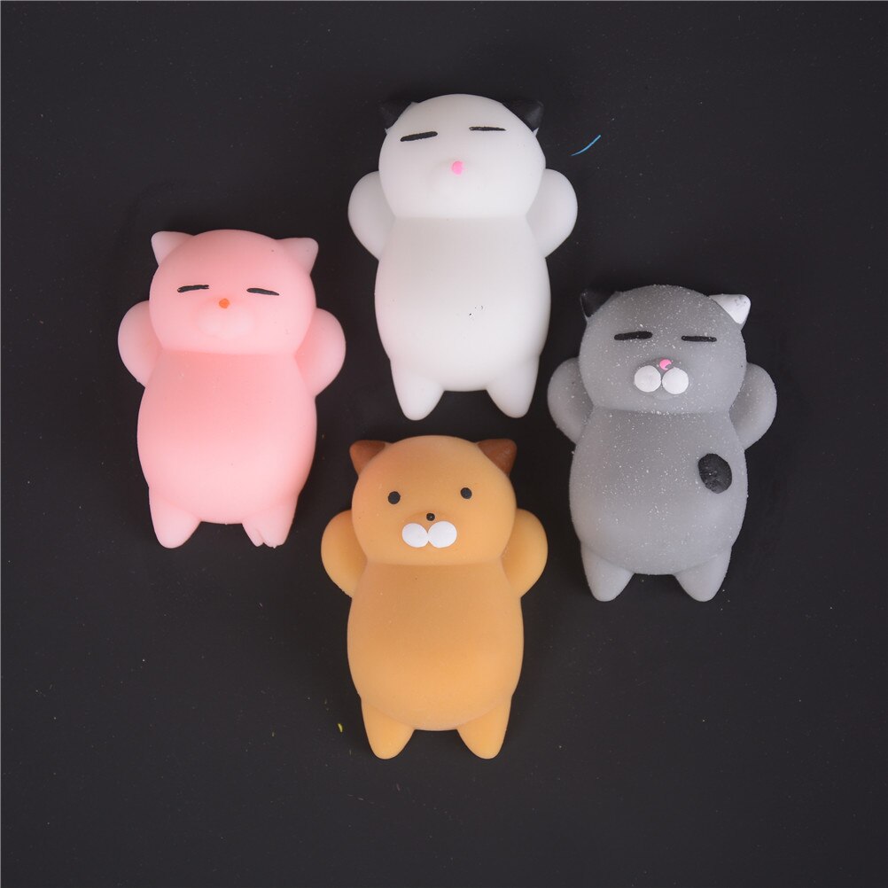3d söta mjuka katter squishy leksaker telefonrem för mobiltelefon kawaii marshmallow mjuk silikongel härlig leksak finger nypa klämma